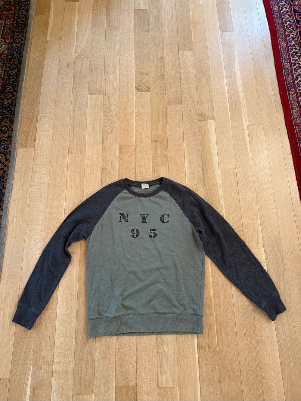 Fox Crewneck Sweater in Olive Green and Charcoal